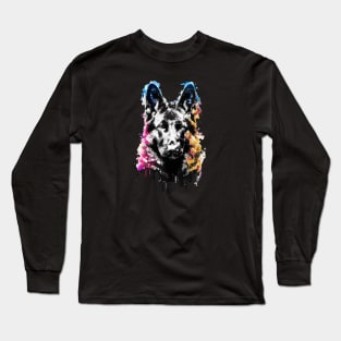 German Shepherd Photo Stencil Artwork Long Sleeve T-Shirt